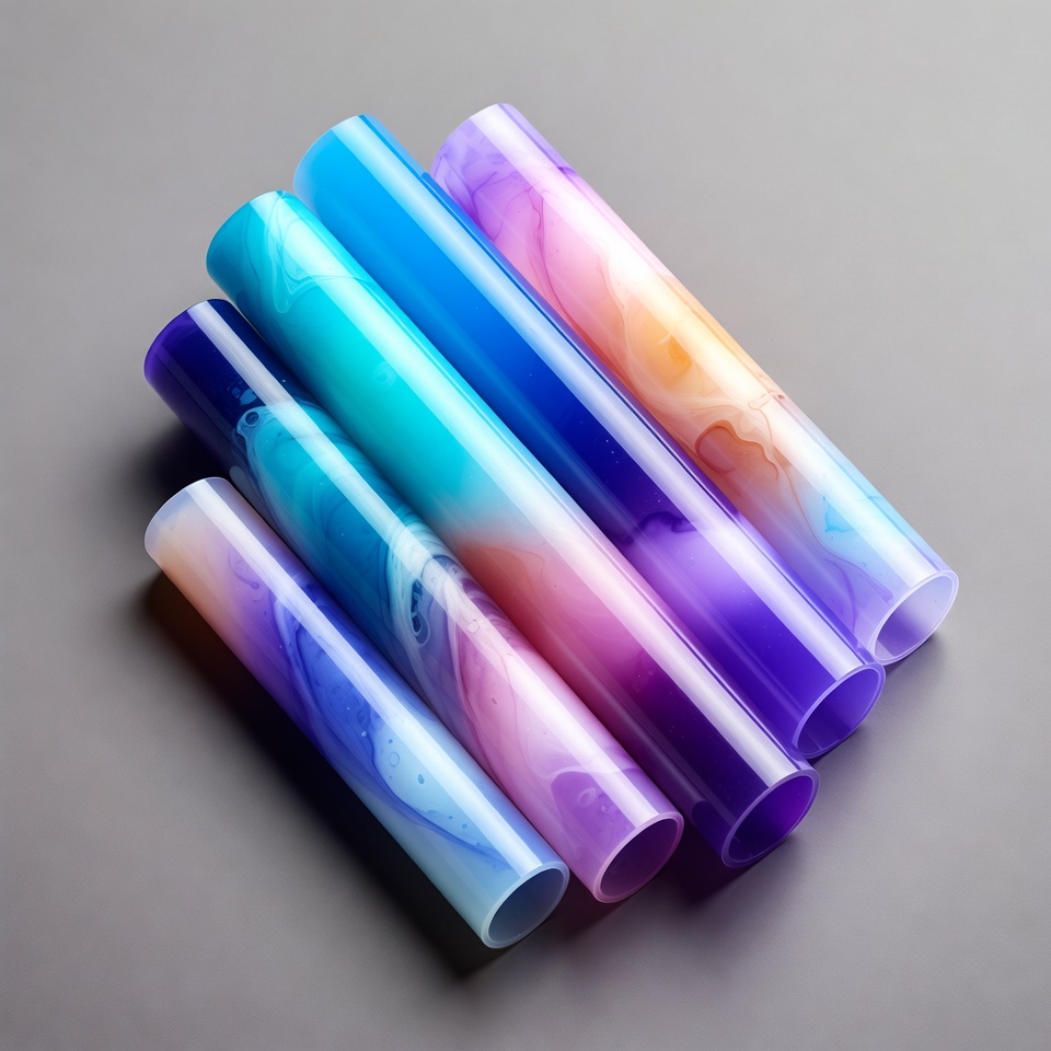 Colorful Translucent Tubes on Gray Background Colorful Translucent Tubes on Gray Background