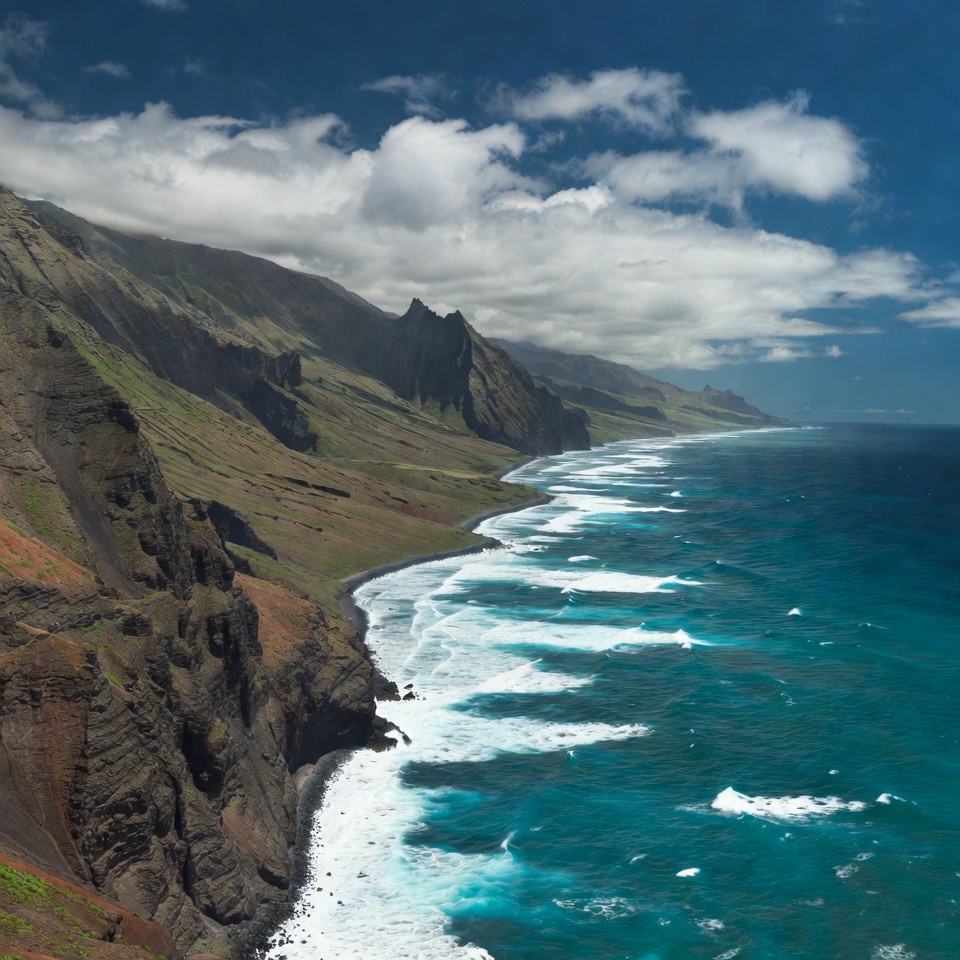 Dramatic Coastal Cliffs and Ocean Waves Dramatic Coastal Cliffs and Ocean Waves