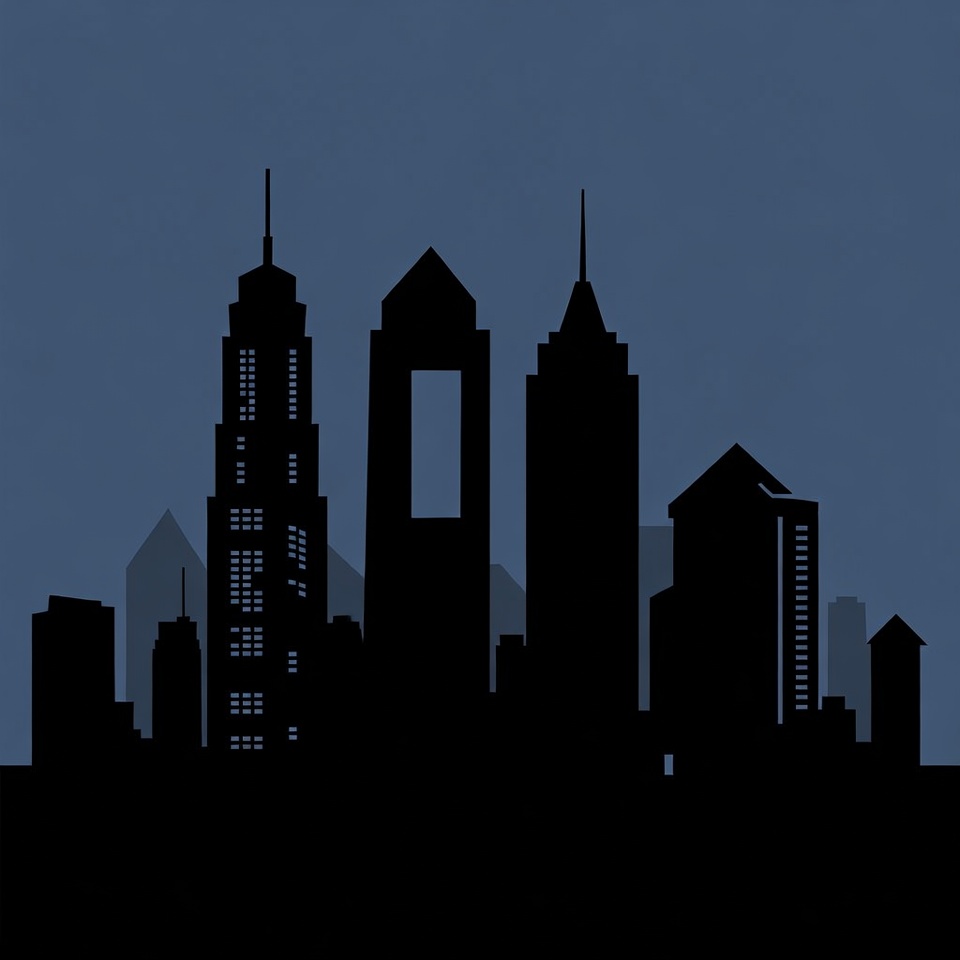 Silhouette City Skyline at Night Silhouette City Skyline at Night