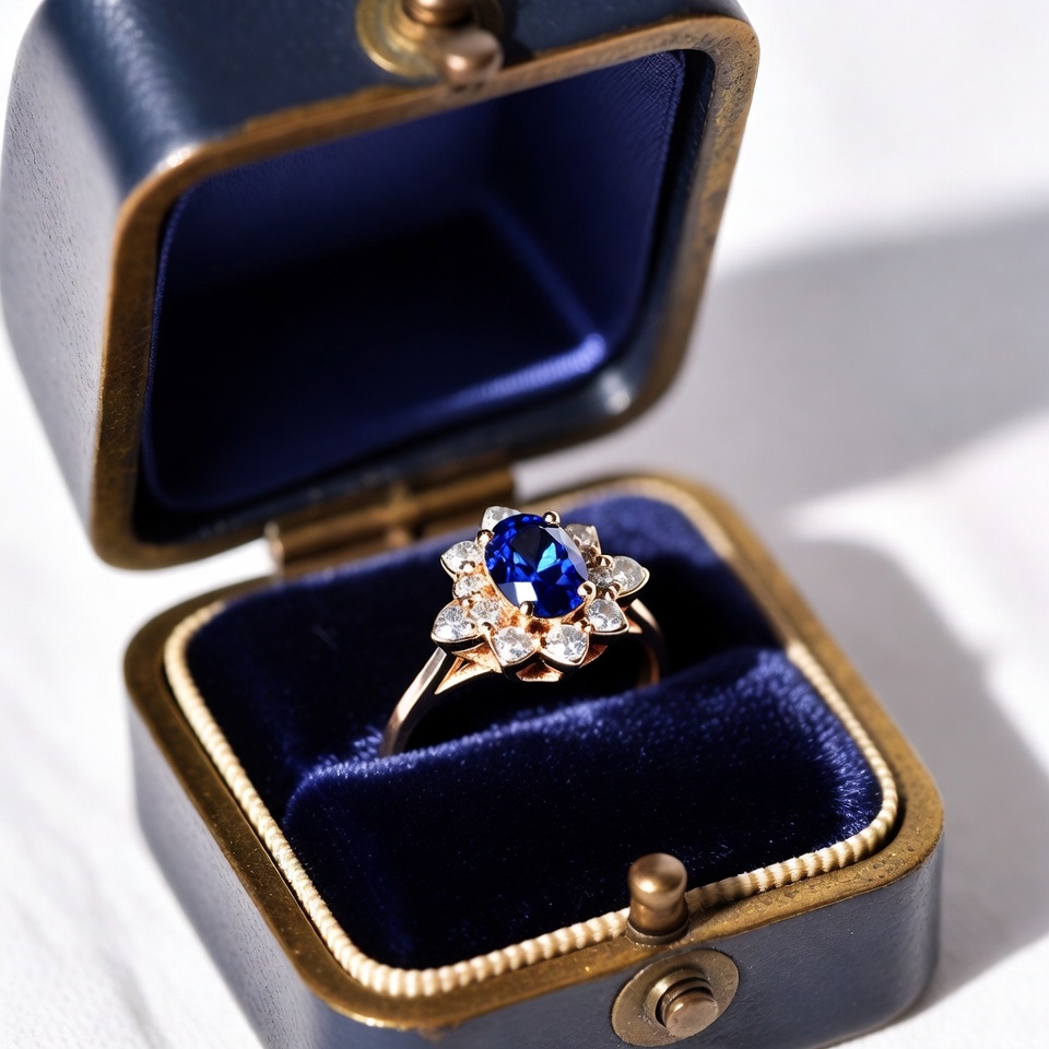 Sapphire Ring in Open Velvet Box Sapphire Ring in Open Velvet Box