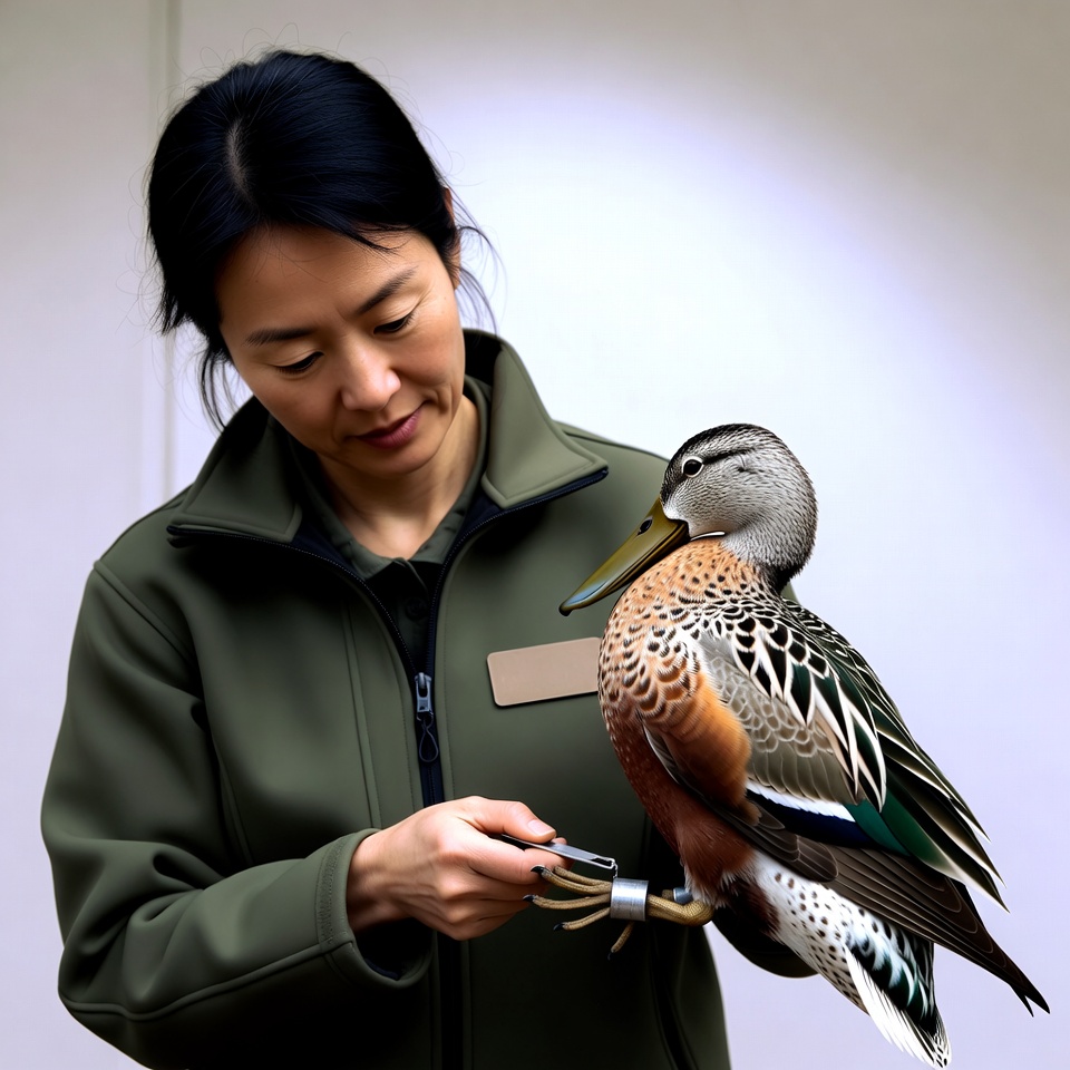 Asian woman holding mandarin duck Asian woman holding mandarin duck