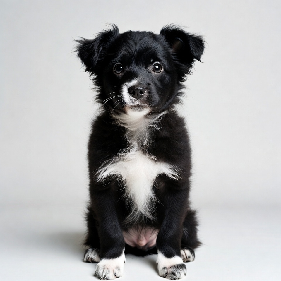 Black fluffy puppy sitting Black fluffy puppy sitting