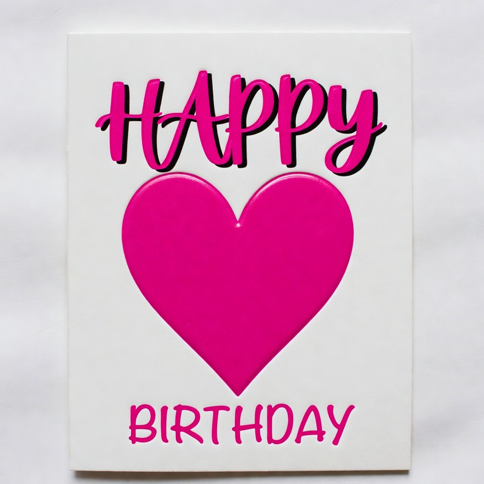 Happy Birthday Card with Pink Heart Happy Birthday Card with Pink Heart