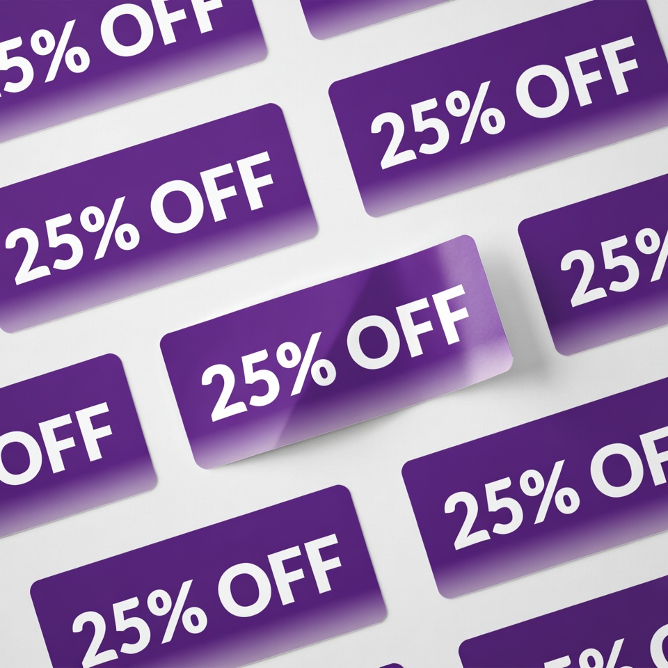 Purple 25% Off Discount Badges Purple 25% Off Discount Badges