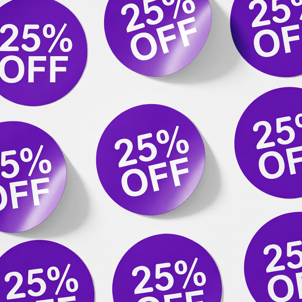 Purple 25% Off Stickers Purple 25% Off Stickers