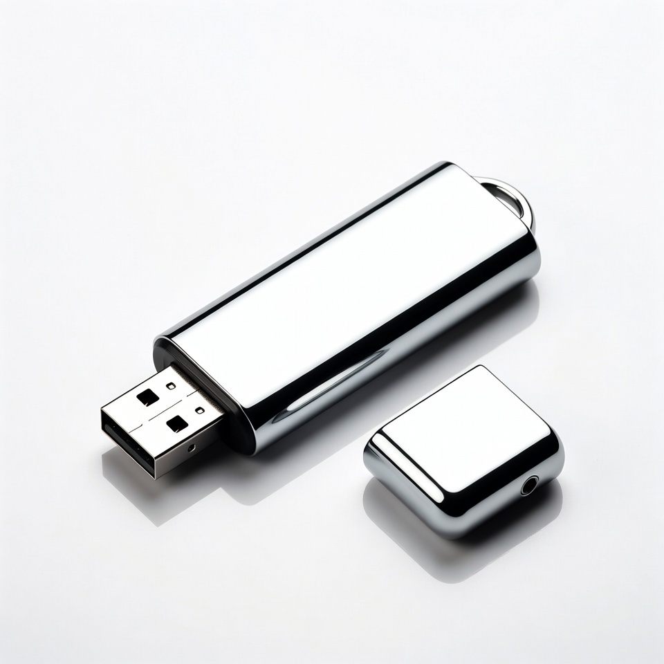 Shiny Silver USB Flash Drive Shiny Silver USB Flash Drive