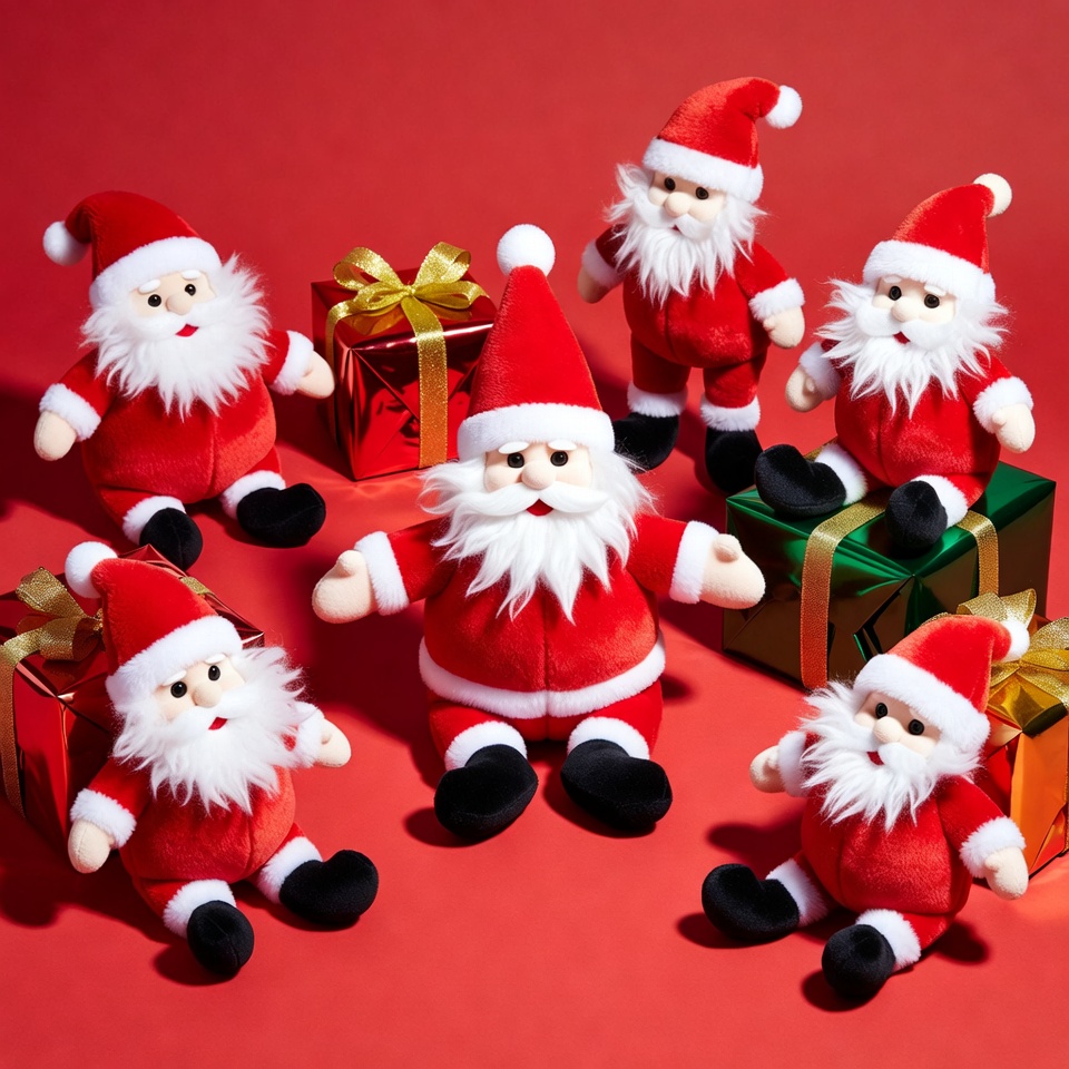 Group of Santa Claus Plush Toys with Gifts Group of Santa Claus Plush Toys with Gifts