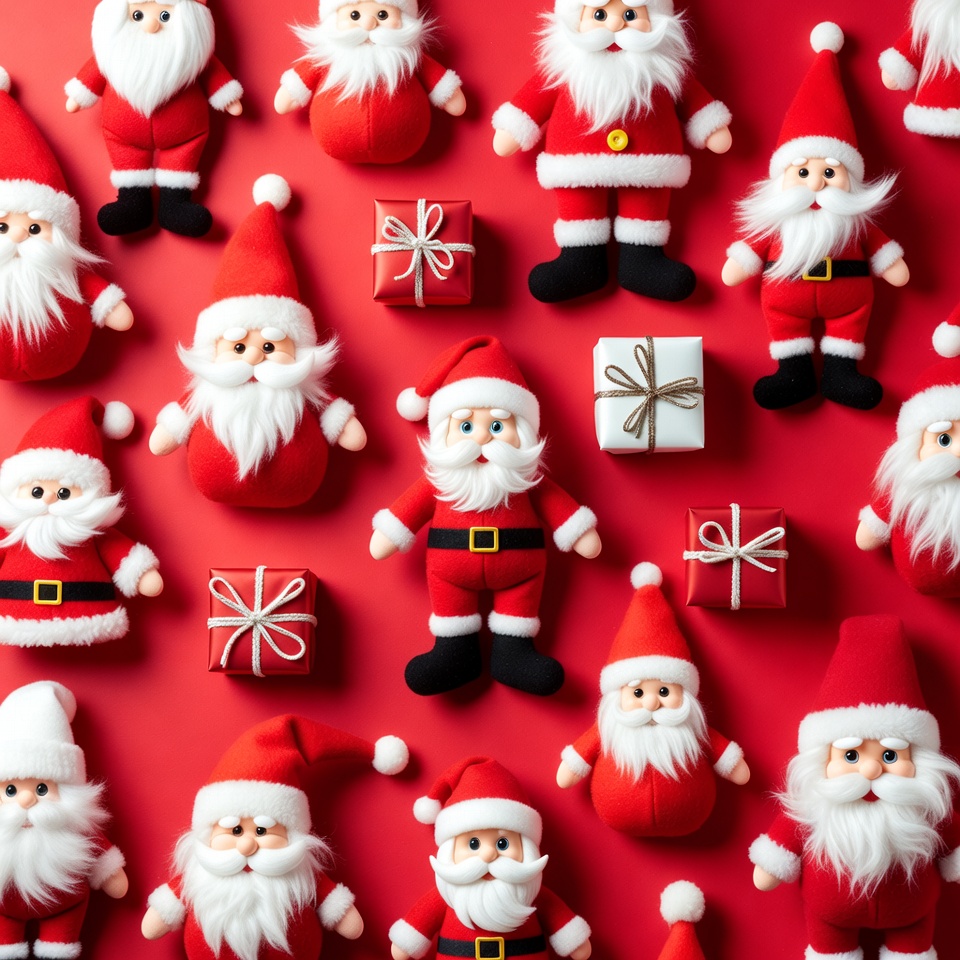 Plush Santa Clauses with Christmas Gifts Plush Santa Clauses with Christmas Gifts