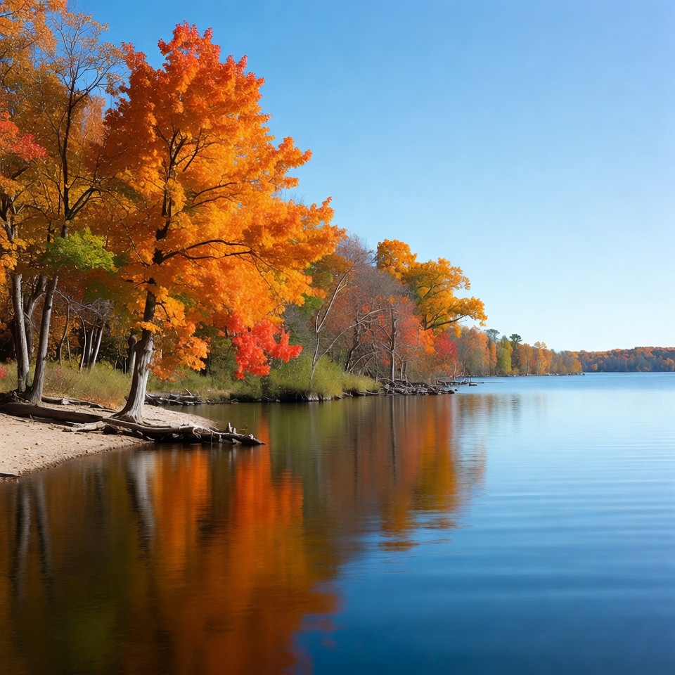 Autumn Trees Reflecting in Lake Autumn Trees Reflecting in Lake