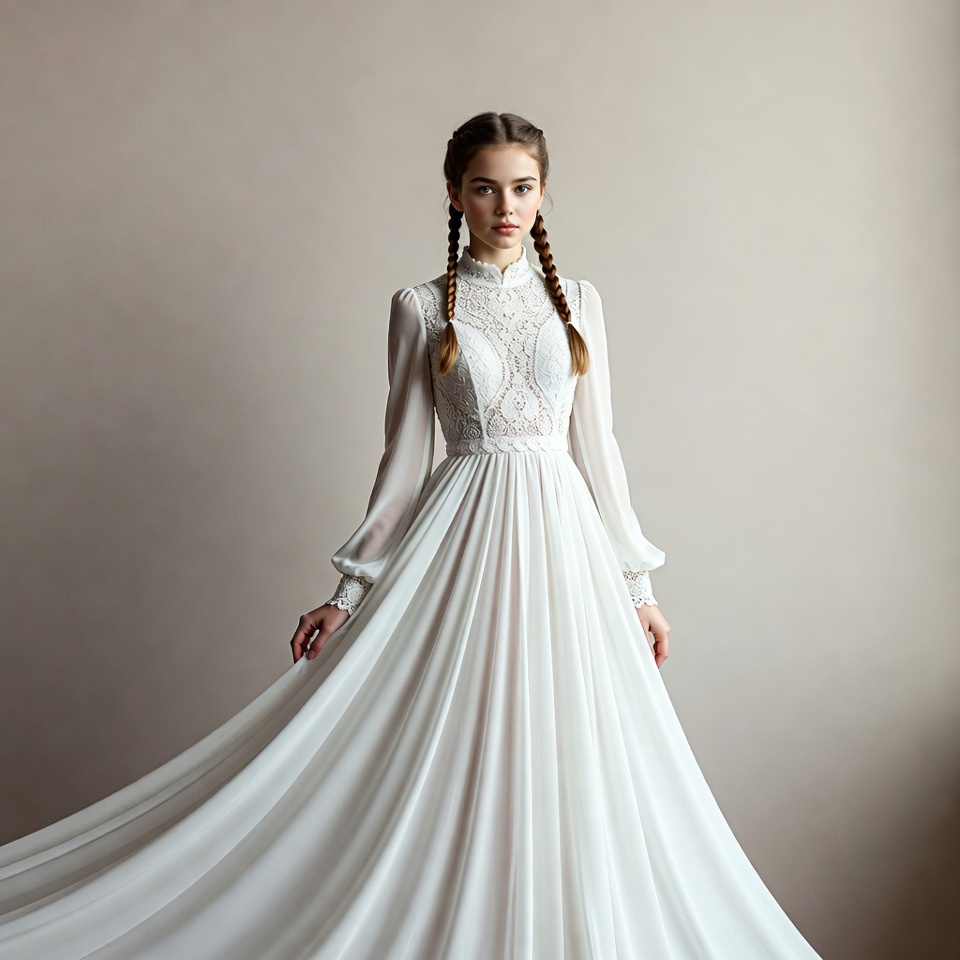 Girl in white lace long dress Girl in white lace long dress