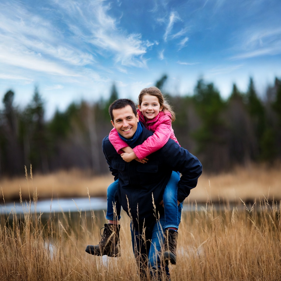 Father carrying daughter on shoulders Father carrying daughter on shoulders