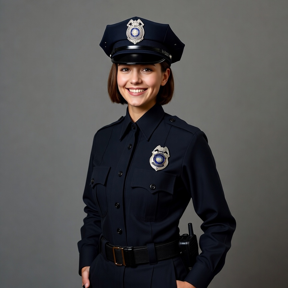 Female police officer smiling Female police officer smiling