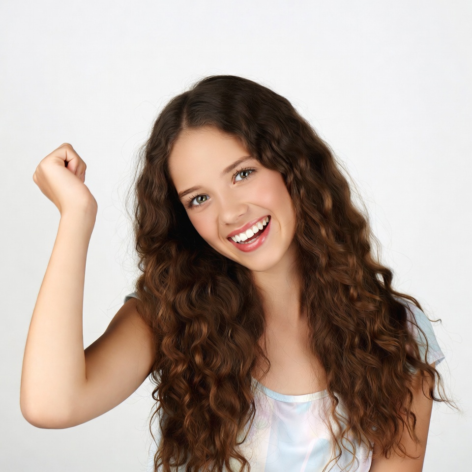 Young woman fist pumping smiling Young woman fist pumping smiling