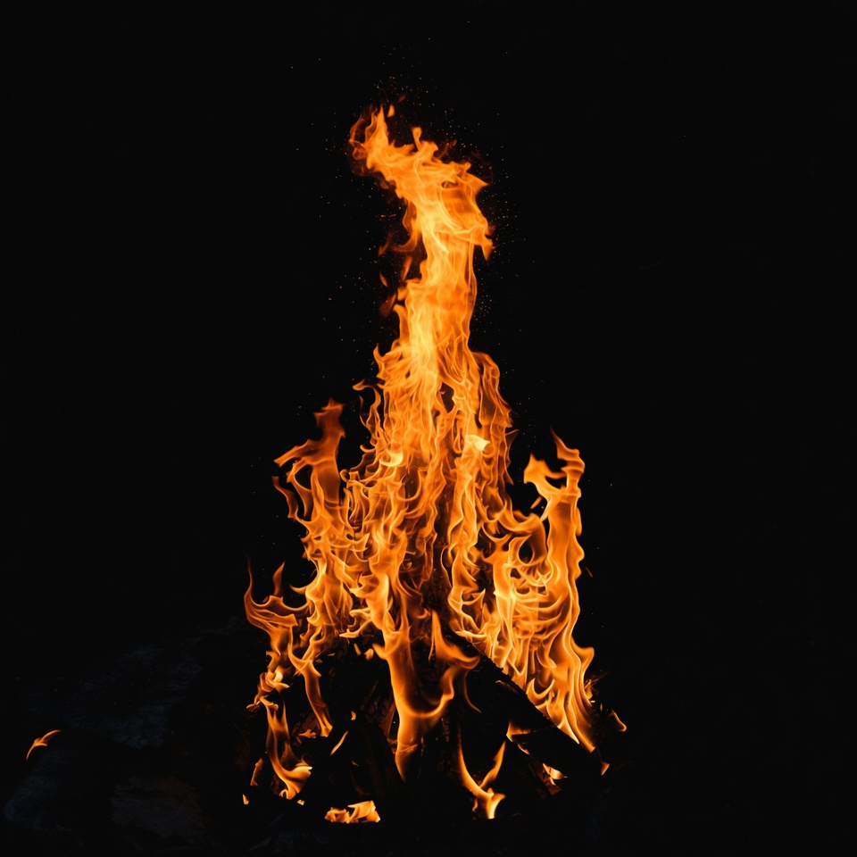 Bright orange flames on black background Bright orange flames on black background