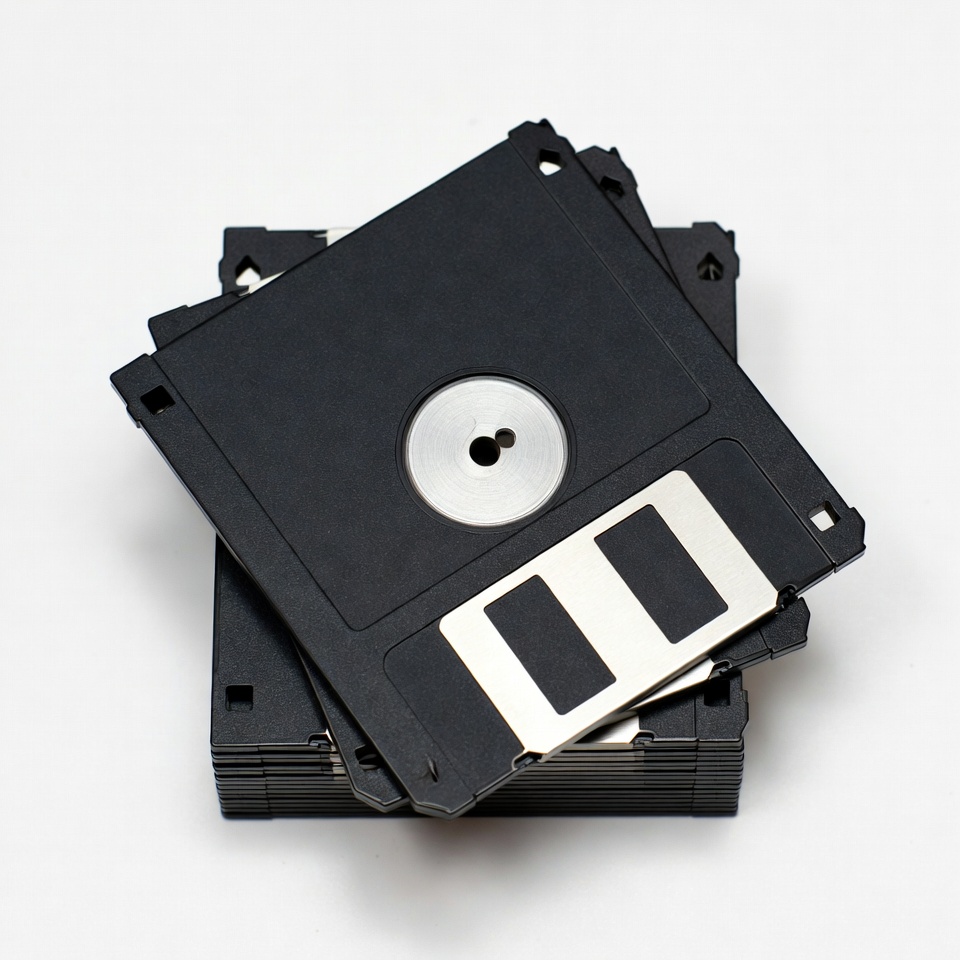 Stack of black floppy disks Stack of black floppy disks