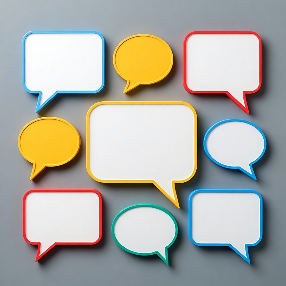 Colorful Blank Speech Bubbles on Gray Colorful Blank Speech Bubbles on Gray
