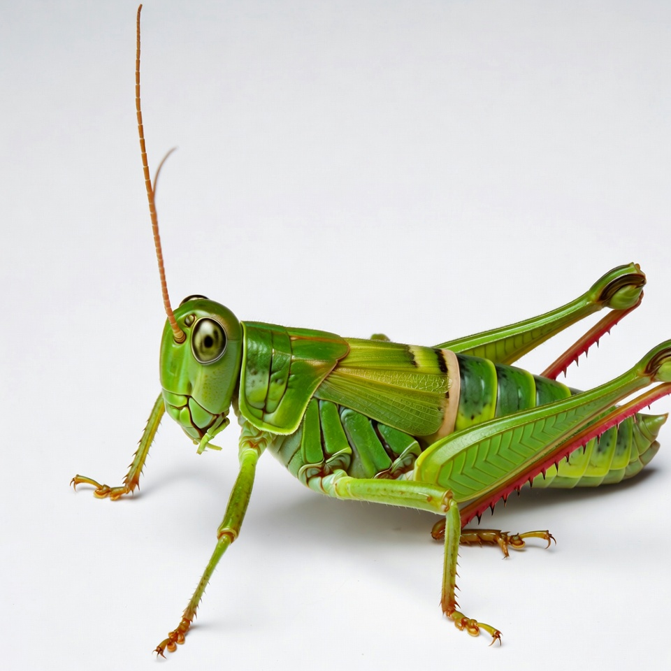 Green grasshopper on white background Green grasshopper on white background