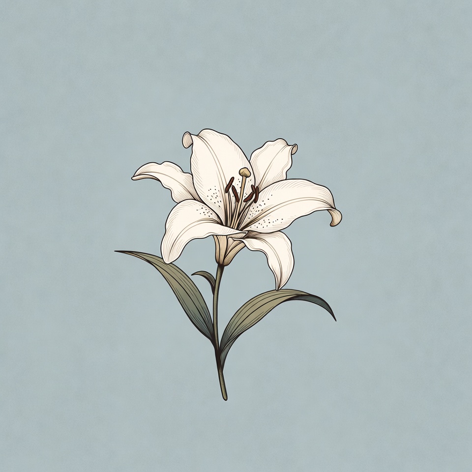 White Lily Flower Illustration White Lily Flower Illustration