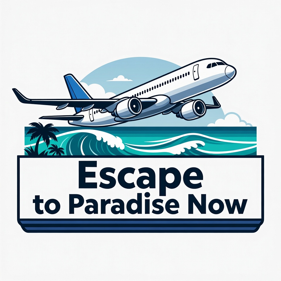 Airplane Flying Over Tropical Ocean Airplane Flying Over Tropical Ocean