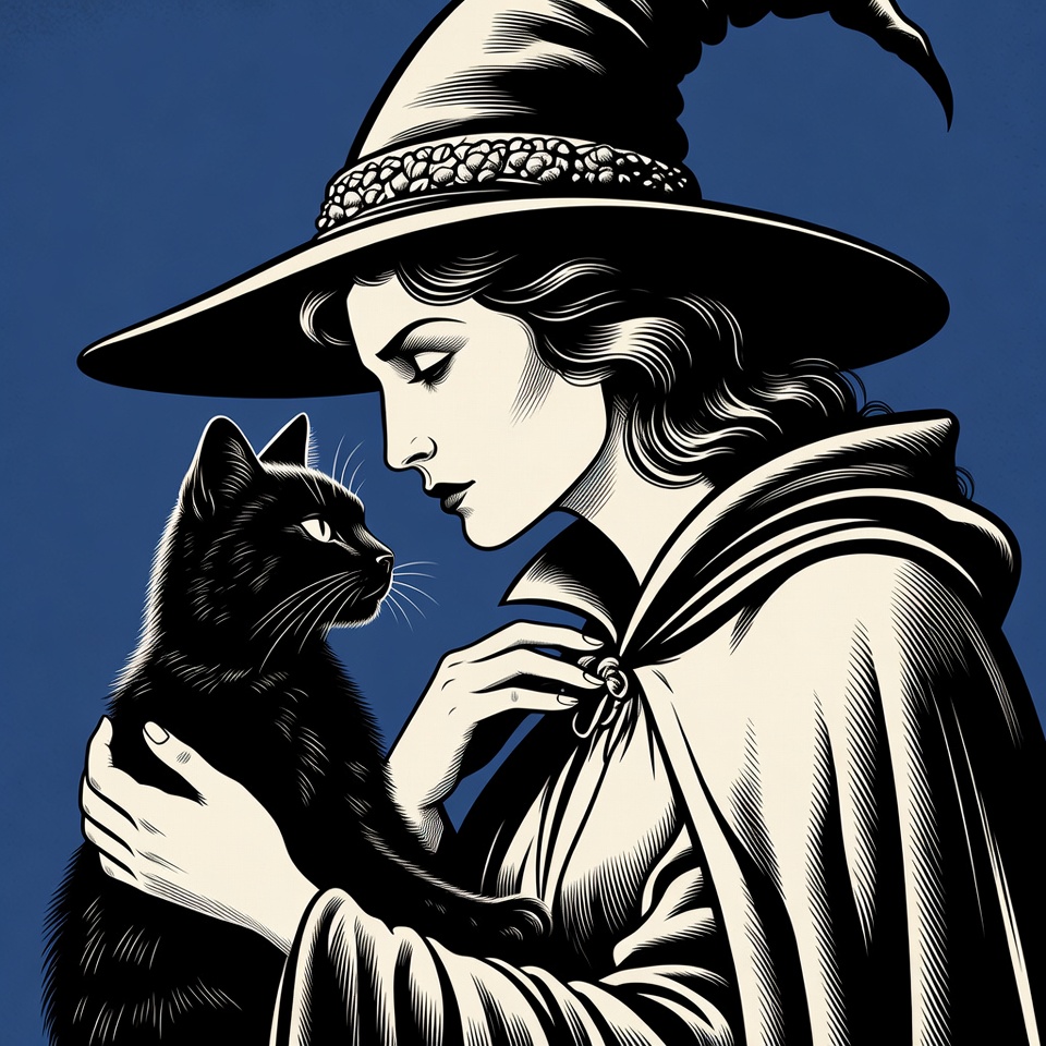 Witch holding black cat Witch holding black cat