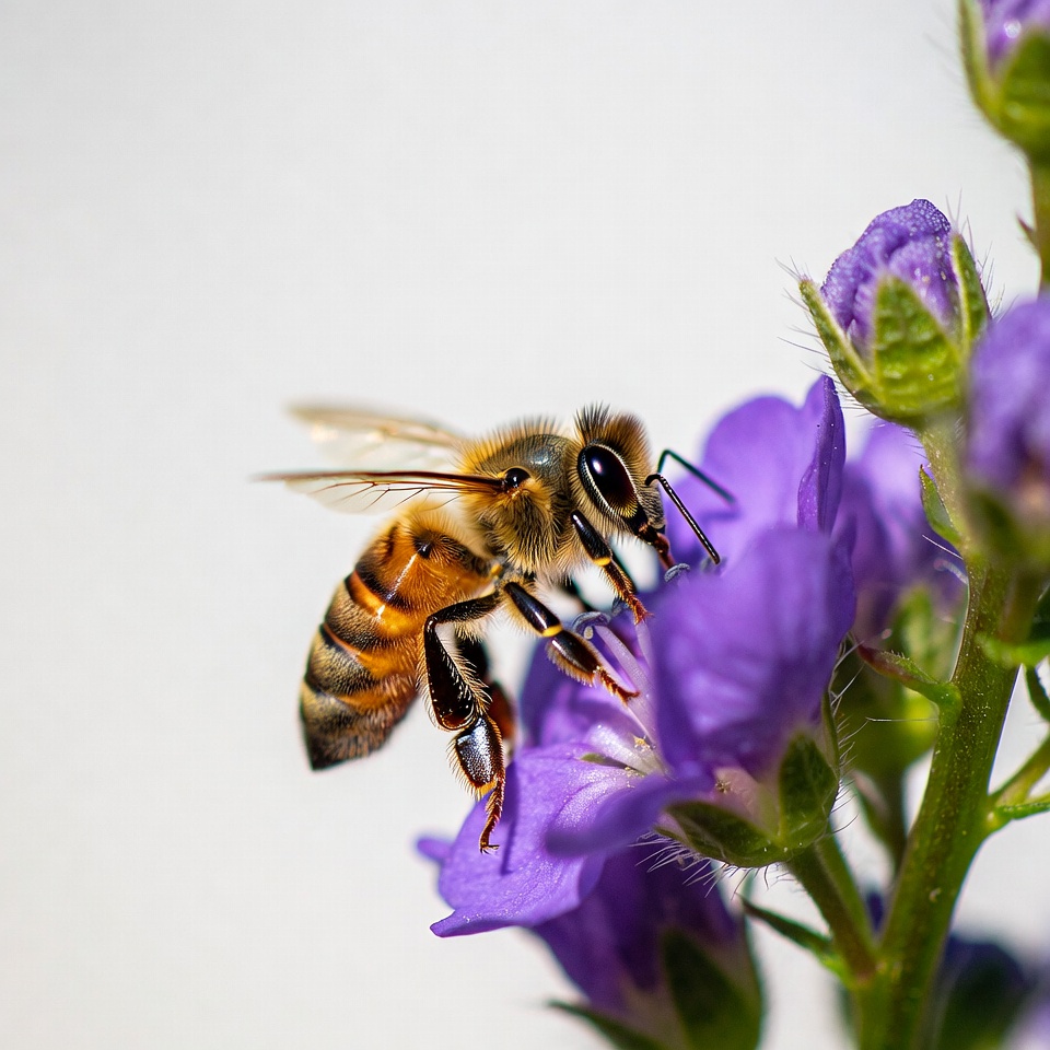Honeybee Pollinating Purple Flower Honeybee Pollinating Purple Flower