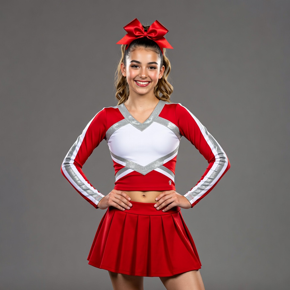 Cheerleader girl in red uniform Cheerleader girl in red uniform