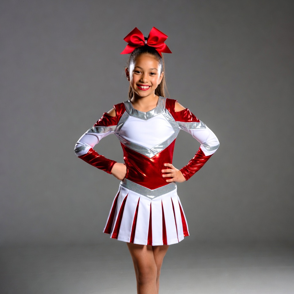 Young girl in cheerleader uniform Young girl in cheerleader uniform