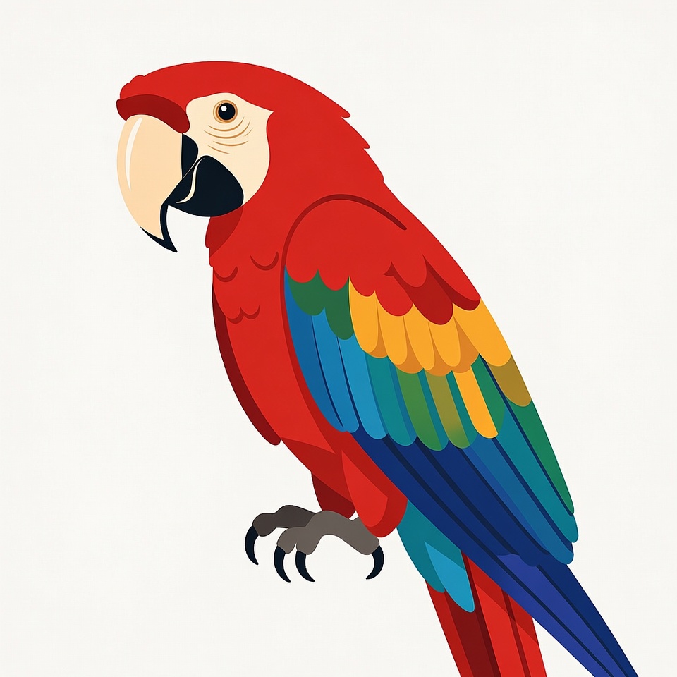 Colorful Red Macaw Parrot Illustration Colorful Red Macaw Parrot Illustration
