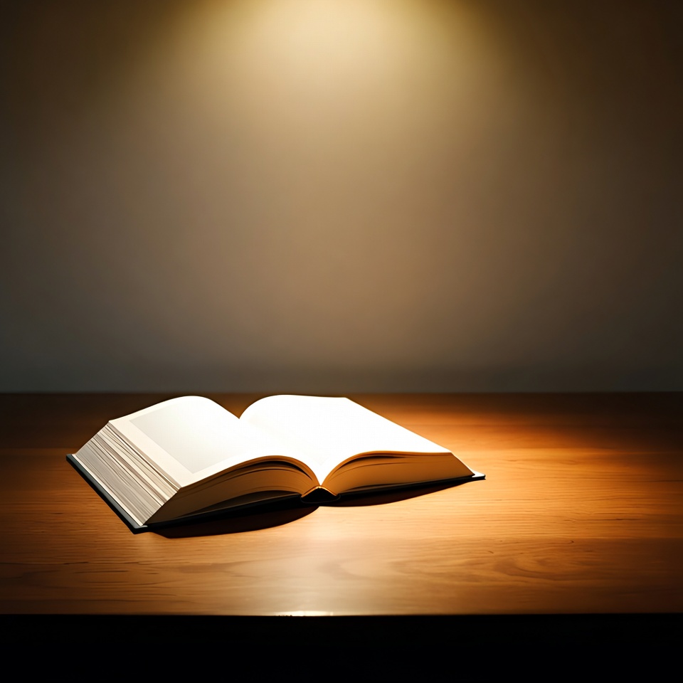 Open book on wooden table Open book on wooden table