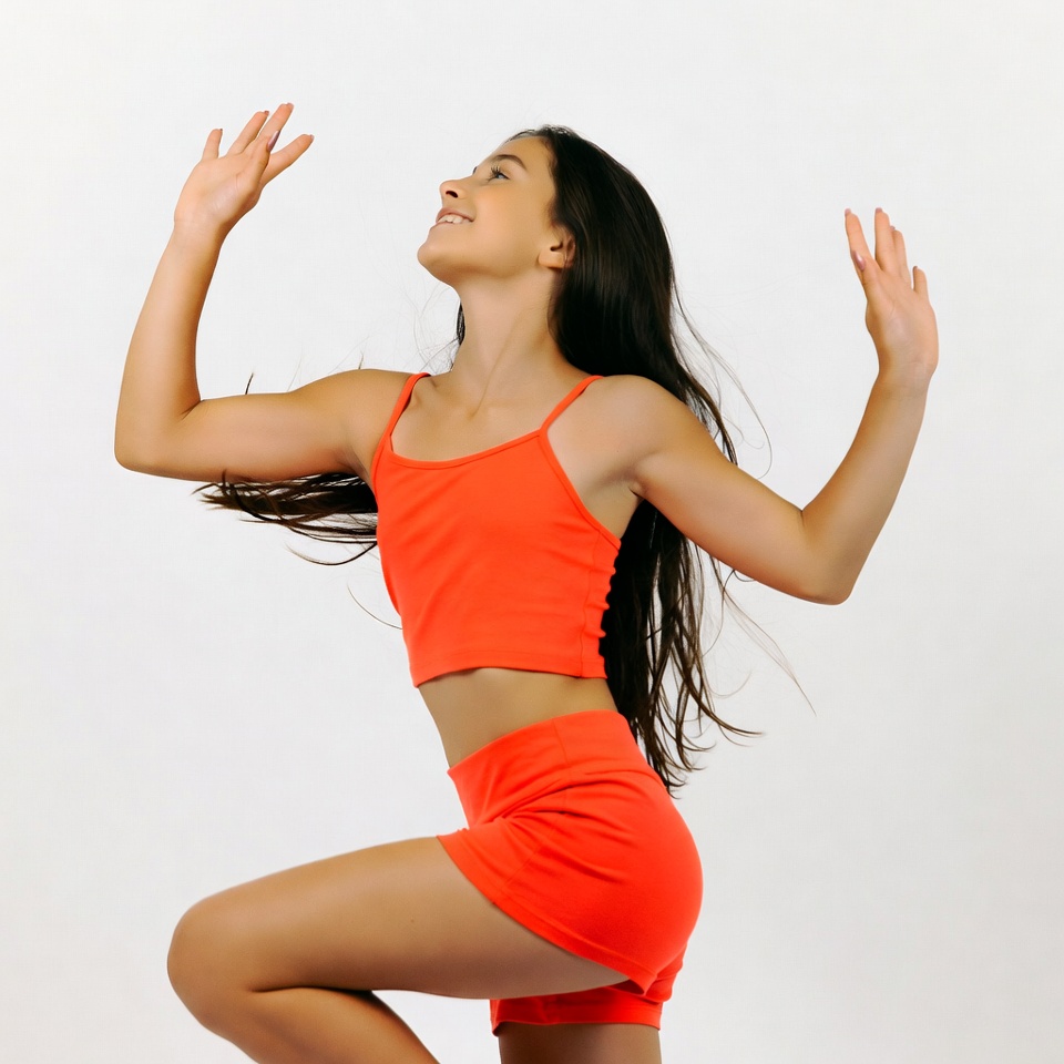 Girl dancing in red tank top Girl dancing in red tank top