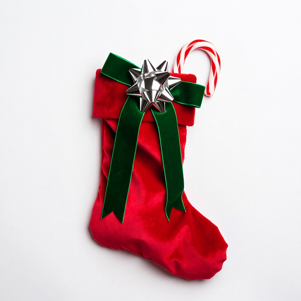 Red Christmas Stocking with Candy Cane Red Christmas Stocking with Candy Cane