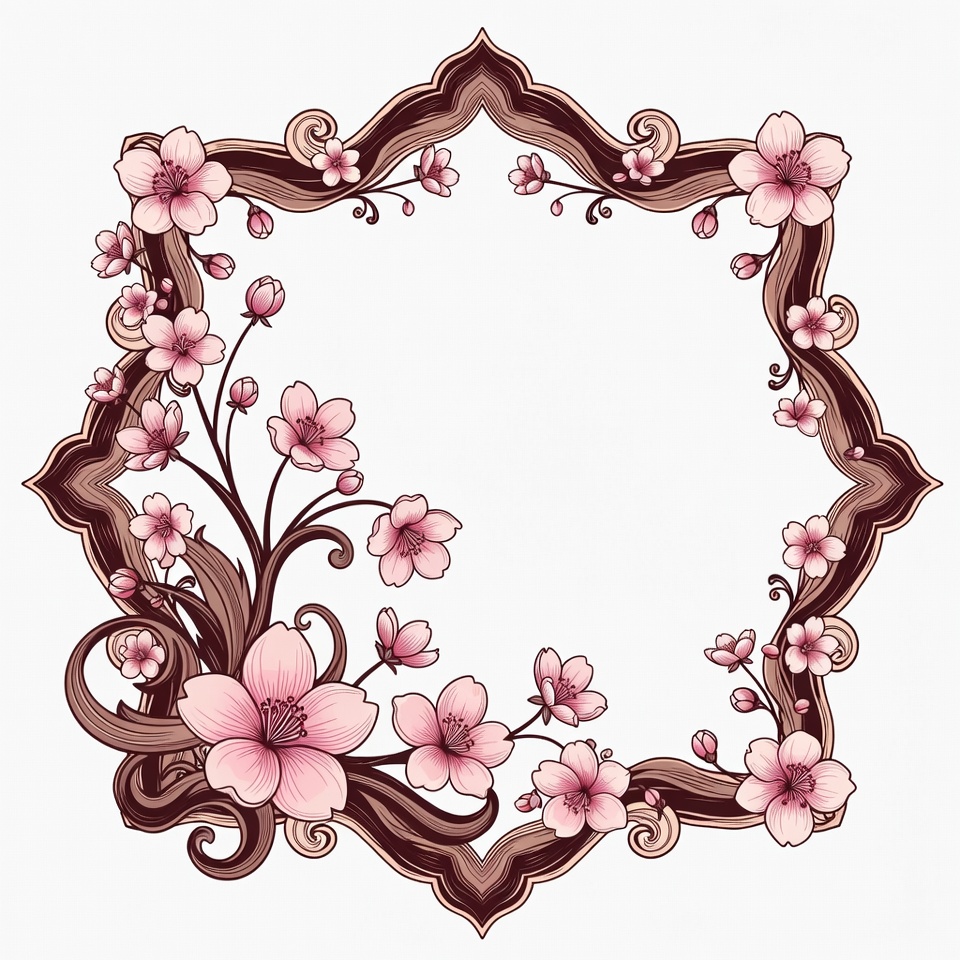 Pink Cherry Blossom Ornate Frame Pink Cherry Blossom Ornate Frame