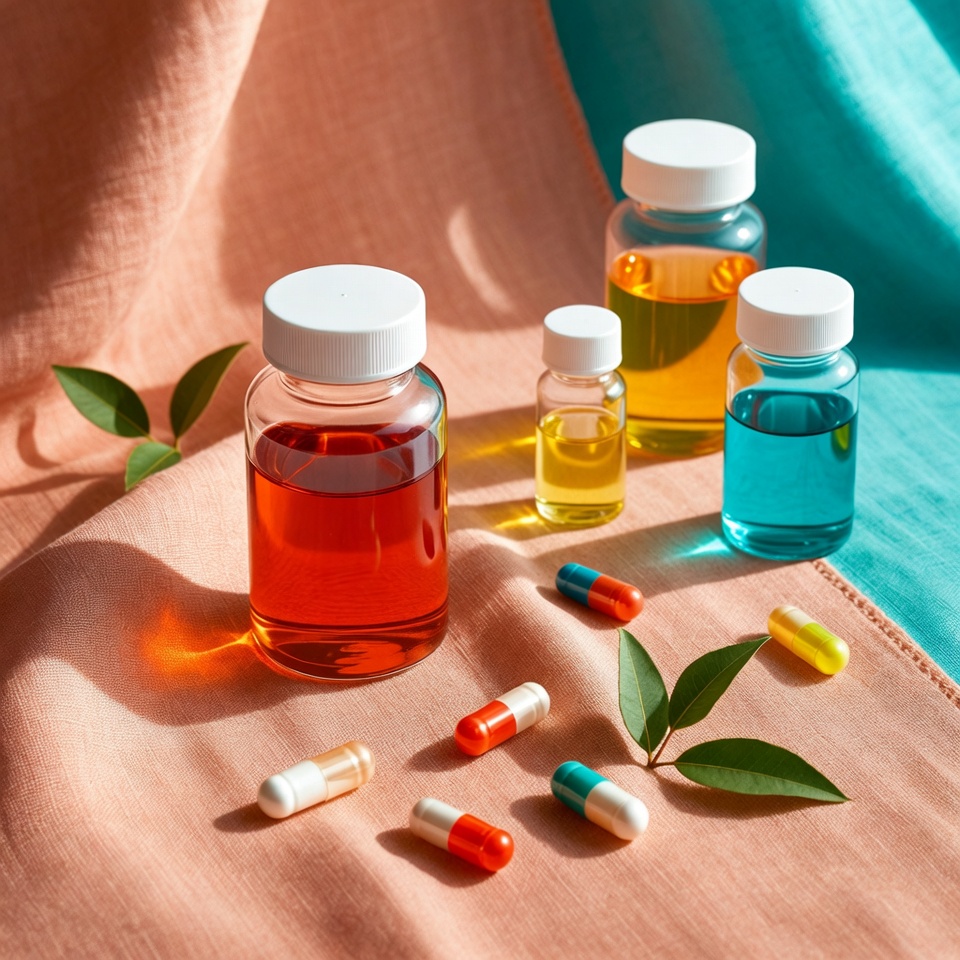 Colorful Medicine Bottles and Pills Colorful Medicine Bottles and Pills