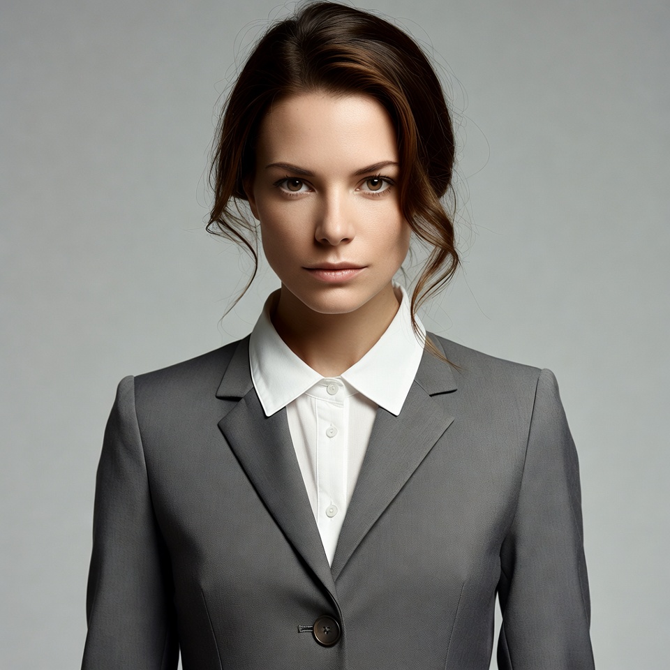 Woman in gray business suit Woman in gray business suit