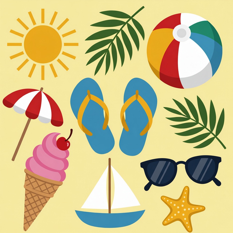 Summer Beach Clipart Icons Summer Beach Clipart Icons