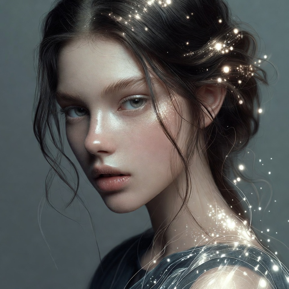 Beautiful woman with sparkling hair Beautiful woman with sparkling hair