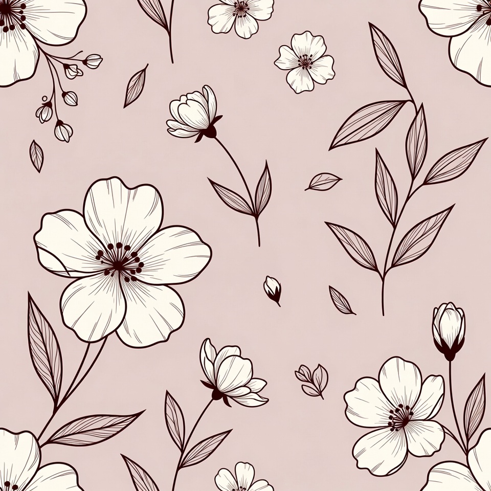 White Floral Pattern on Pink Background White Floral Pattern on Pink Background