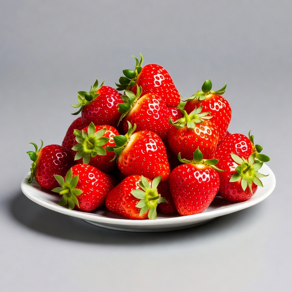 Fresh Strawberries on White Plate Fresh Strawberries on White Plate