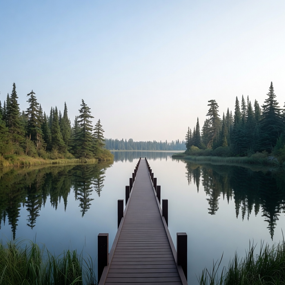 Wooden pier over calm lake Wooden pier over calm lake