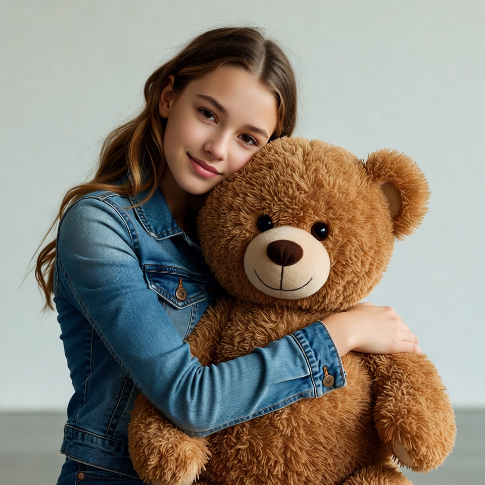 Girl hugging teddy bear Girl hugging teddy bear