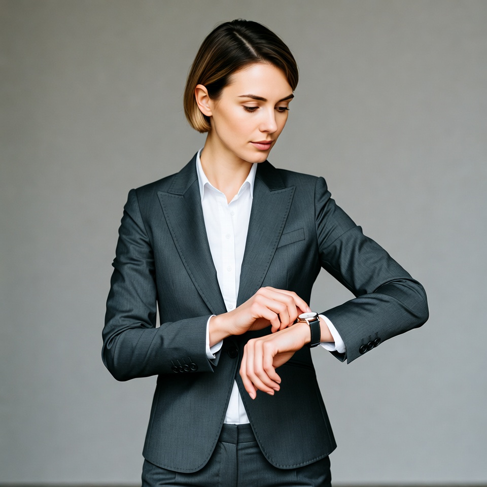 Businesswoman checking her watch Businesswoman checking her watch