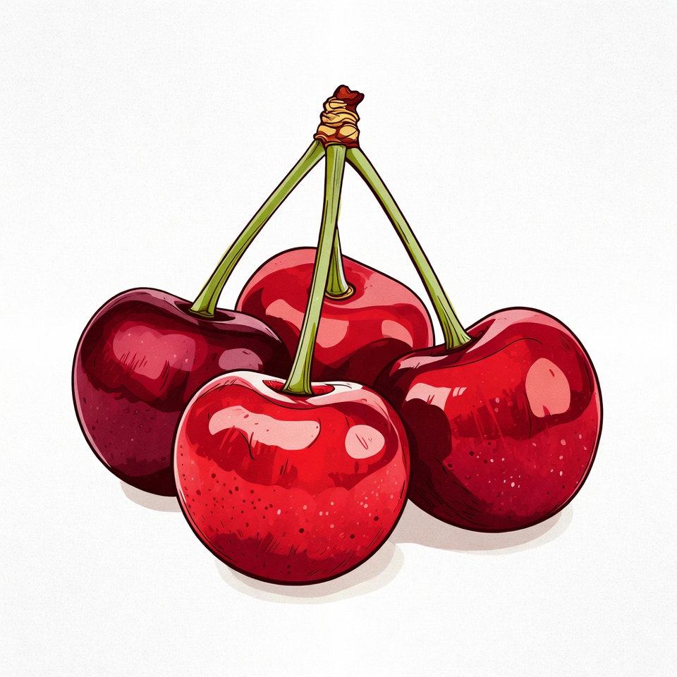Cluster of Red Cherries Illustration Cluster of Red Cherries Illustration