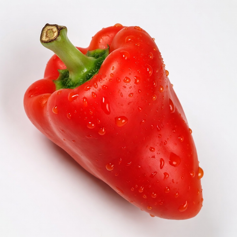 Fresh Red Bell Pepper with Water Droplets Fresh Red Bell Pepper with Water Droplets