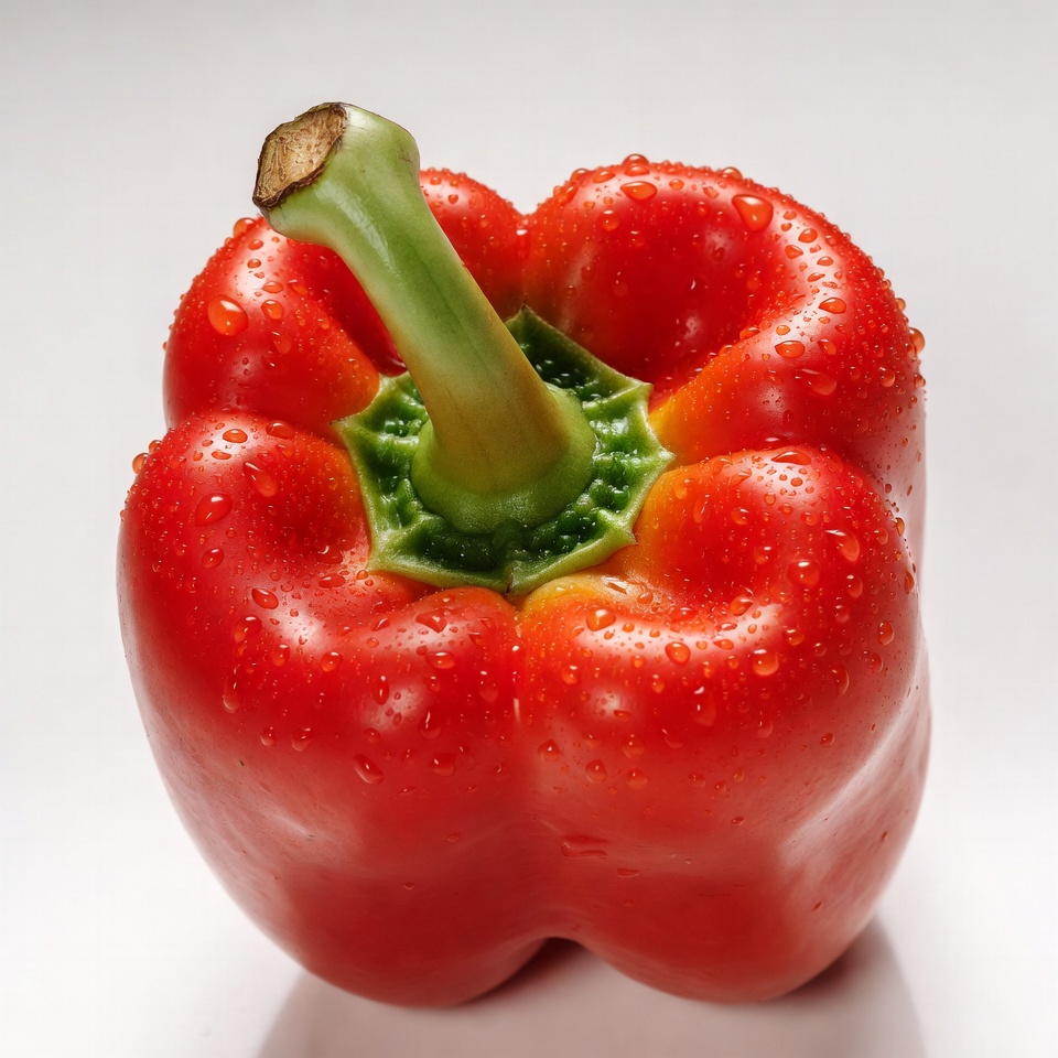 Fresh Red Bell Pepper with Water Droplets Fresh Red Bell Pepper with Water Droplets