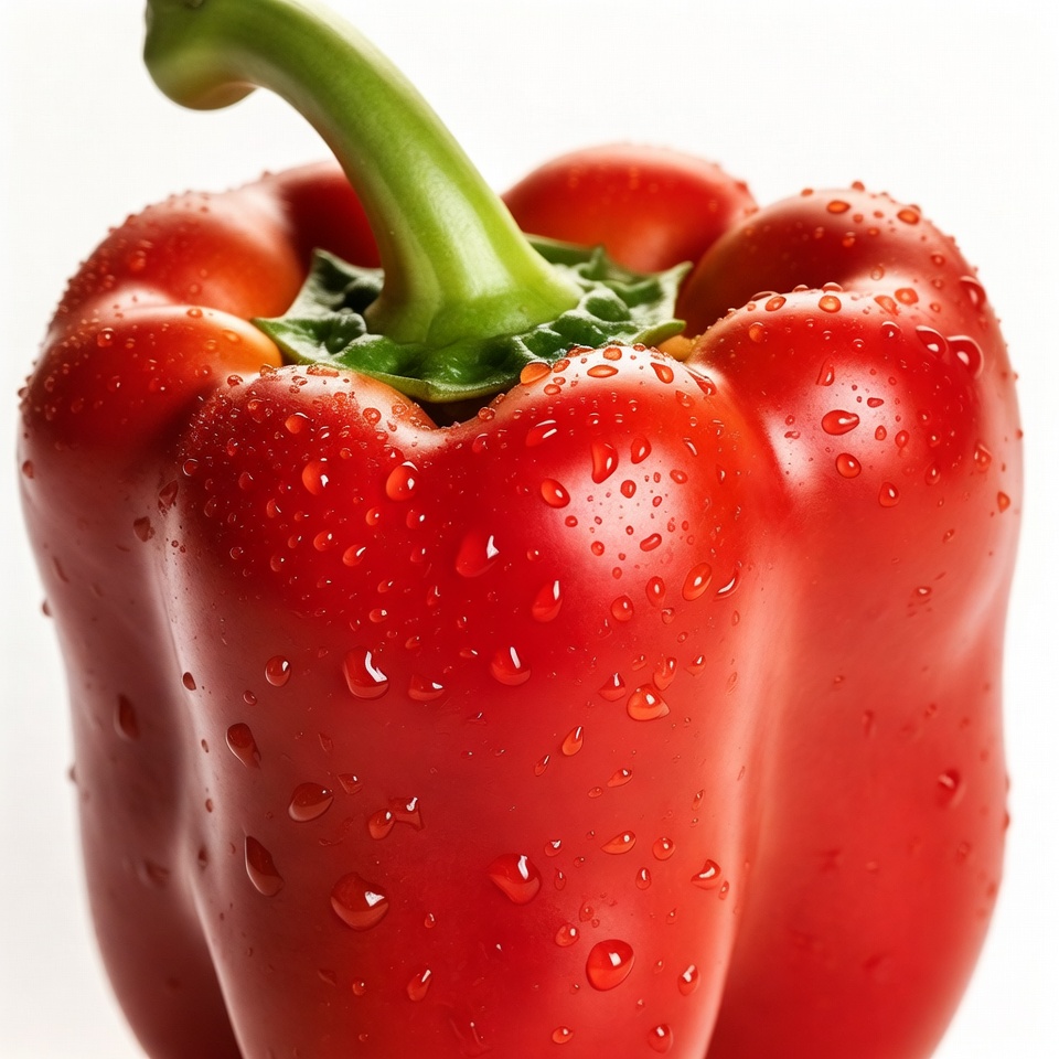 Red Bell Pepper with Water Droplets Red Bell Pepper with Water Droplets
