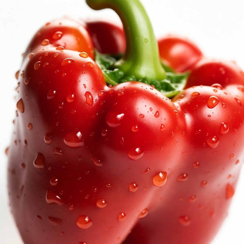 Fresh Red Bell Pepper with Water Droplets Fresh Red Bell Pepper with Water Droplets
