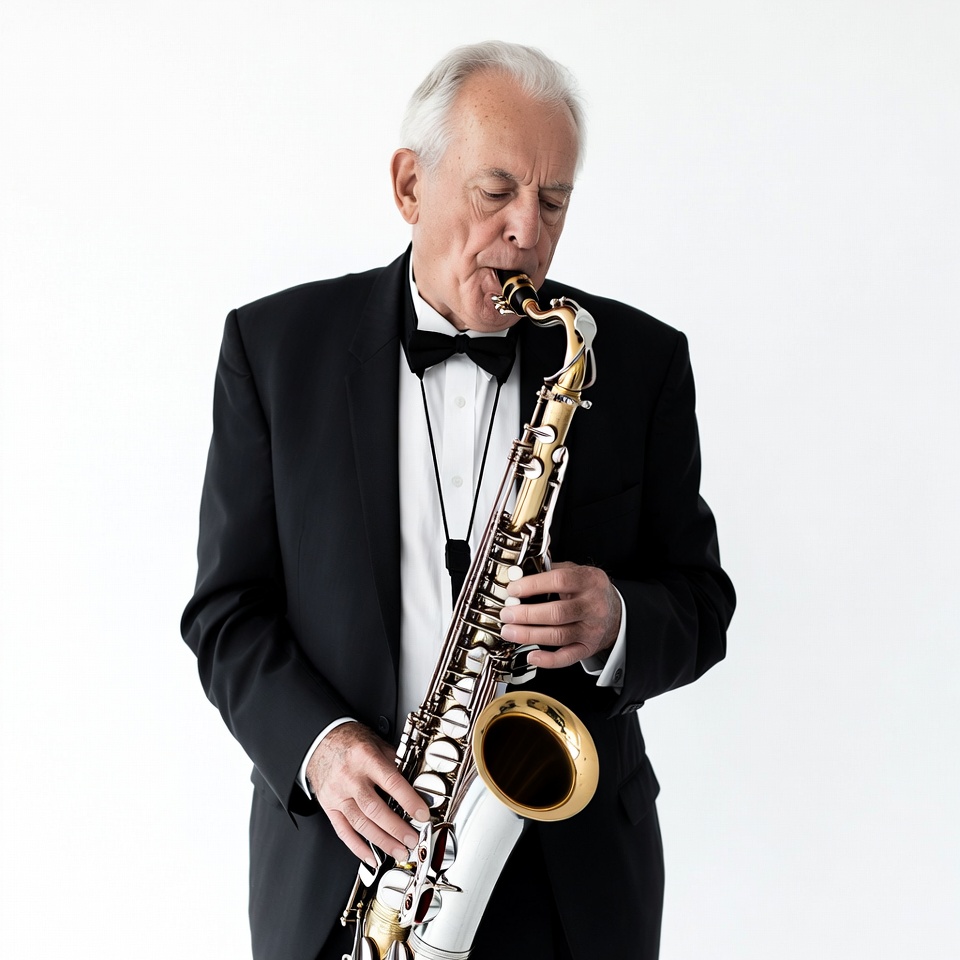 Elderly man playing saxophone Elderly man playing saxophone