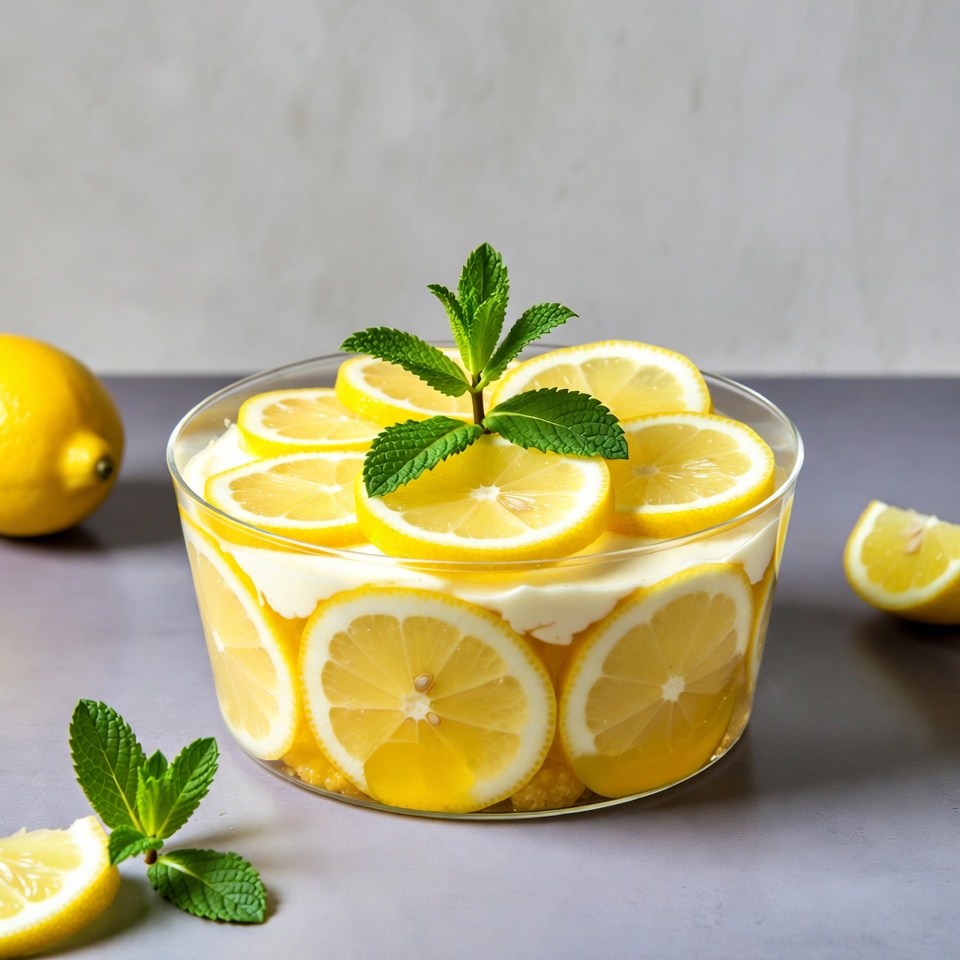 Lemon slices in creamy dessert Lemon slices in creamy dessert