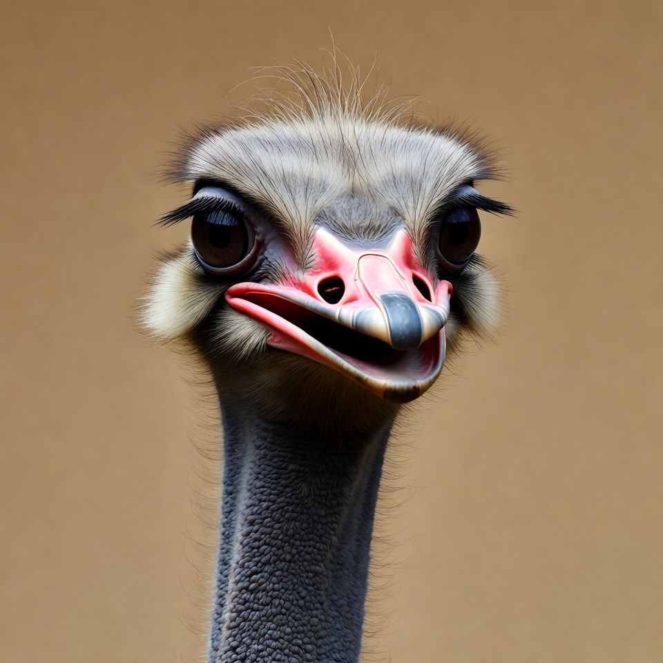 Ostrich with open mouth Ostrich with open mouth