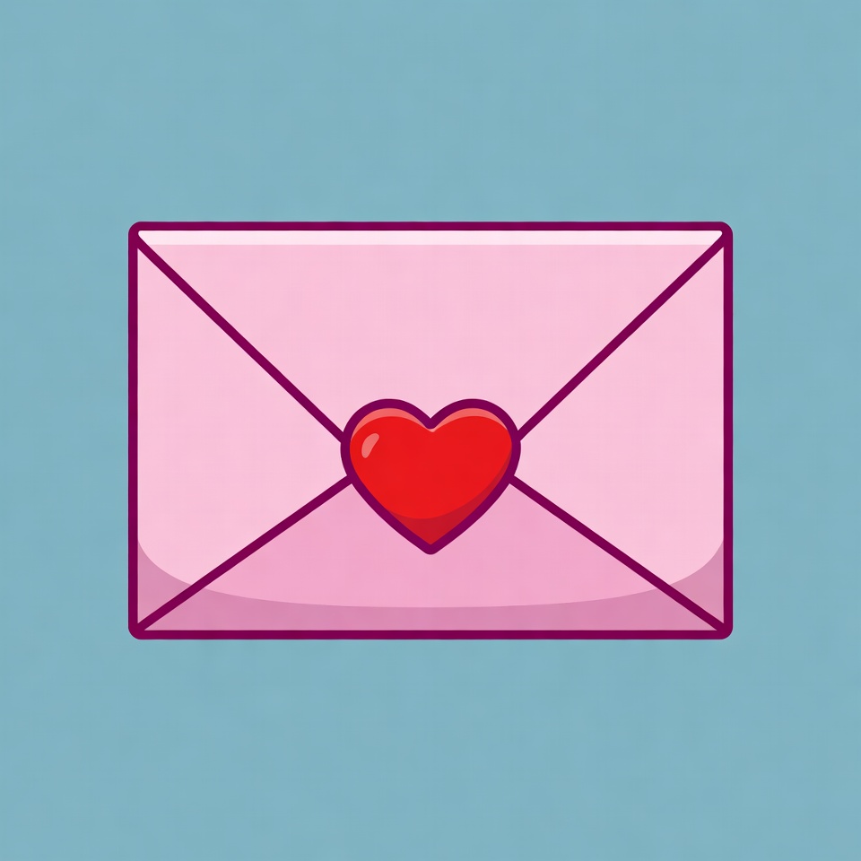 Pink envelope with red heart Pink envelope with red heart